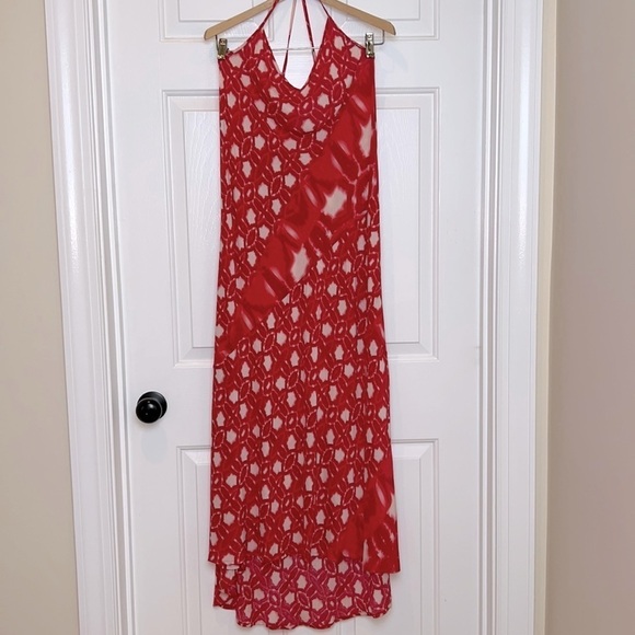Velvet by Graham and Spencer Boho Maxi Dress Size Large Red and White Pattern - Picture 1 of 14